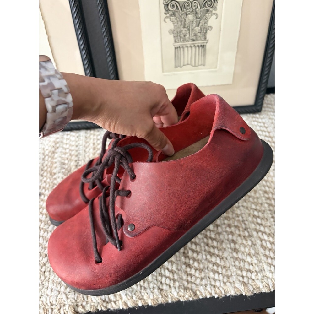 Birkenstock Montana Red Nubuck Leather Lace Up Shoes Men Womens EU40 L9 M7 - Picture 9 of 11